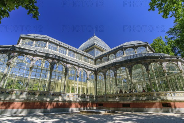Palacio de Cristal (Glass Palace) in Buen Retiro Park in Madrid, Spain