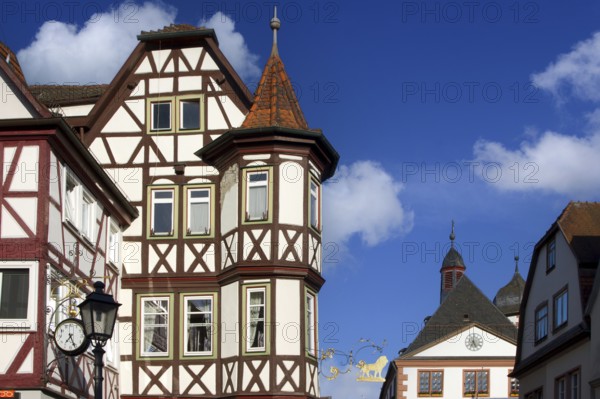 Lohr am Main, architecture, blue sky, buildings, houses, old town hall, Main-Spessart, Bavaria,