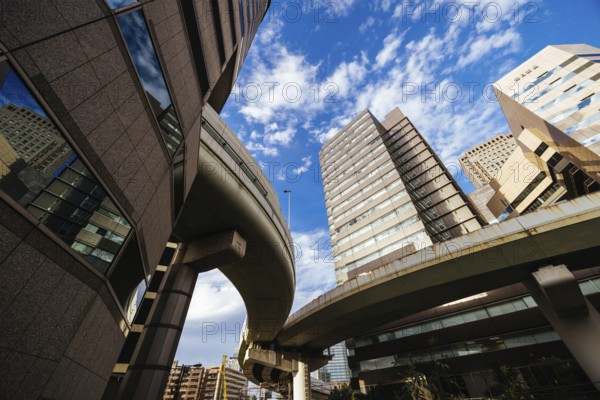 OSAKA, JAPAN - SEPTEMBER 25 2024: The famous 'highway thru a building'. The off ramp for the Umeda