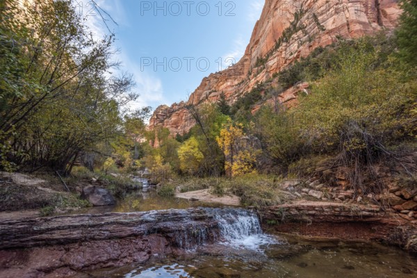 Hiking the Left Fork Trail to the Subway gorge, Zion National Park, USA