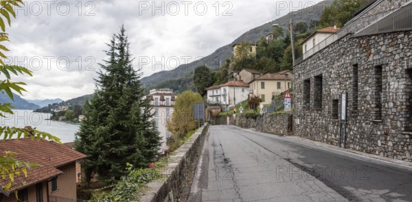 Street in village Musso-Dongo at lake Como, Italy, where the dictator Mussolini became imprisoned