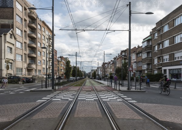 Jette, Brussels Capital Region, Belgium, 09 22 2019 children driving the bicycle at the Avenue