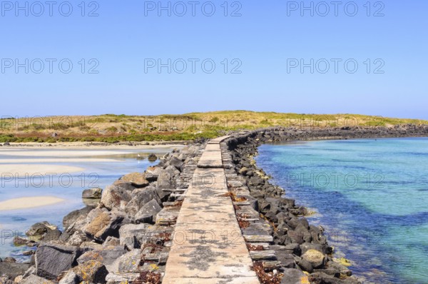 Causeway to the Griffiths Island at the mouth of the Moyne River, Port Fairy, Victoria, Australia