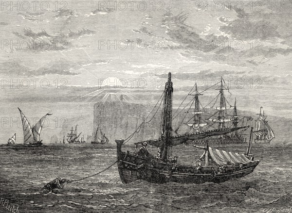 Historical view of Cape Trafalgar, Province of Cádiz, Spain, 18th century, From British Battles on