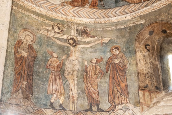 Calvary with a crucified Christ, Gothic paintings, Church of San Martín de Tours, Gazeo, Álava,