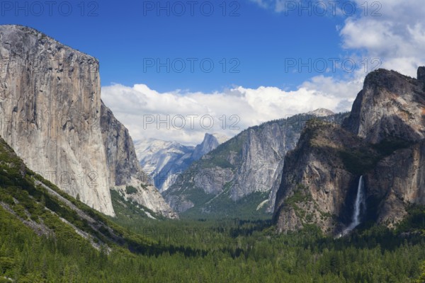 The typical view of the Yosemite Valley from the tunnel entrance to the Valley. Yosemite National