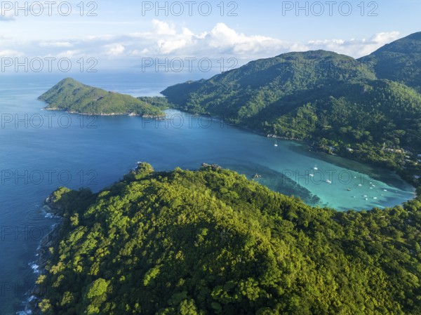 Aerial View, seychellen, Mahe, Port Glaud and Port launay Beach, Port Glaud, Seychellen