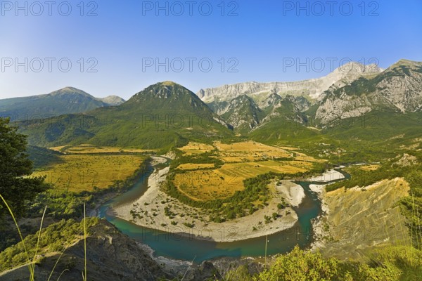 Vjosa river bend panorama at sunrise. I got up at 3 am in the morning to get there for the photo as