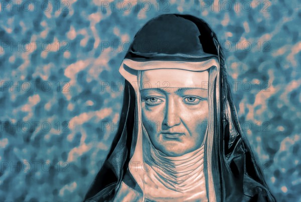 Figure of Hildegard of Bingen, Sibyl of the Rhine, 1098 – 1179, German Benedictine abbess and