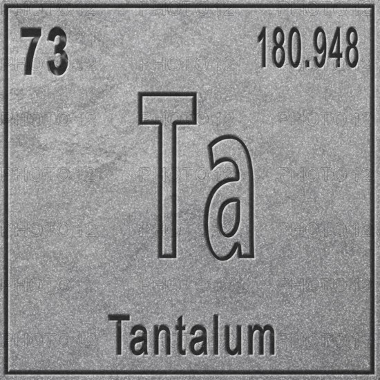 Tantalum chemical element, Sign with atomic number and atomic weight, Periodic Table Element,