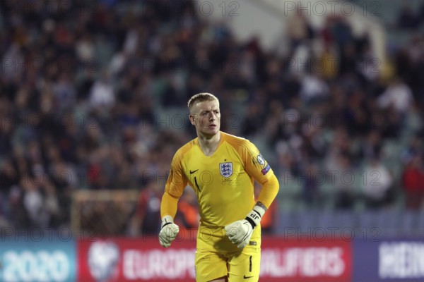 Sofia, Bulgaria - 14 October 2019: Goalkeeper Jordan Pickford is seen in action against Bulgarian