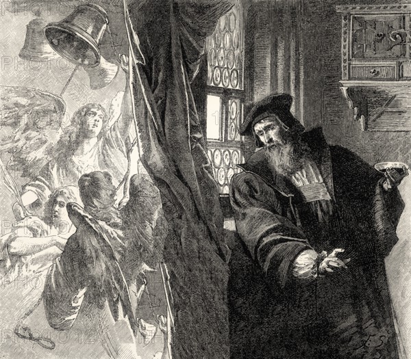 Faust, The ringing of bells, and choral voices, first part of the tragic play Faust by Johann