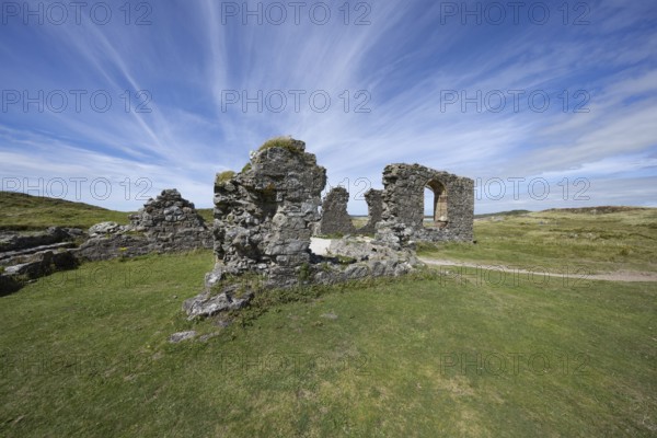 Ruins of the ruined St Dwynwen Church, Llanddwynn Island, Newborough, Anglesey, Wales, Great
