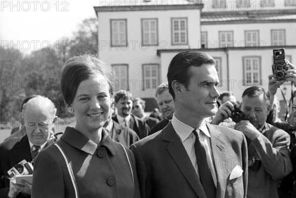 Margrethe II of Denmark. Pictured with Henri de Laborde de Monpezat at Fredensborg palace in