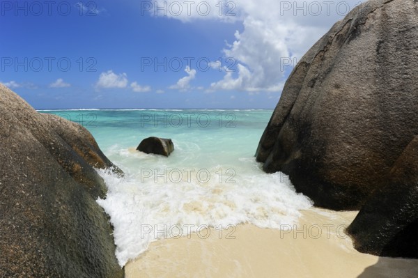 Granite rocks washed out on Anse Source d'Argent beach, Union Estate National Park, La Digue