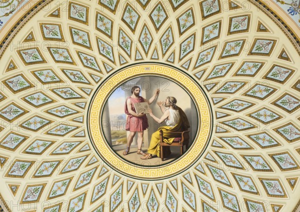ST. PETERSBURG - JUNE 30, 2011: A ceiling painting in the Italian Fine Art Room. Today the
