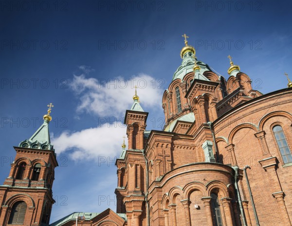 Exterior detail of Uspenski orthodox church cathedral famous landmark in helsinki city finland