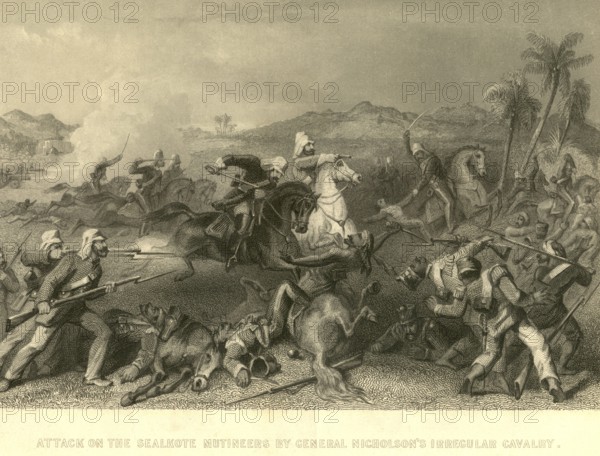 Military and munity mutiny views attack on Sealkote mutineers by general Nicholson's Irregular