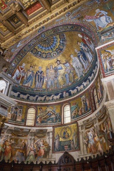 Apse, mosaic with the Coronation of the Virgin, 12th century, work of Pietro Cavallini, The