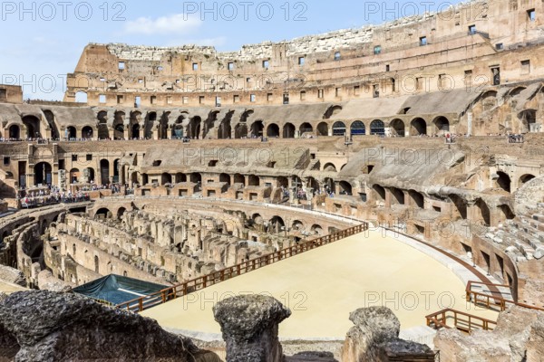 Rome, Italy - June 19, 2018: Roman Coliseum, The Eternal City of Rome. The historic architecture of