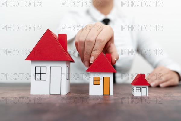 Upgrade Your House Represented By Lady In Outfit, Business Woman Presenting Plans For Home Change,