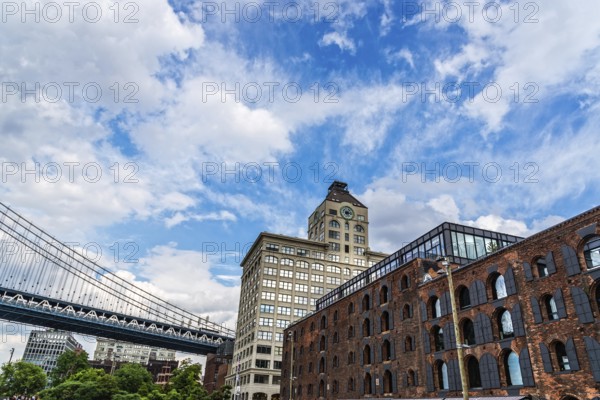 New York City, USA, June 24, 2018: Waterfront of DUMBO area in Brooklyn. Down Under the Manhattan