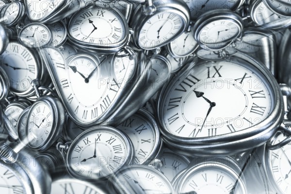 Droste effect background with infinite clock spiral. Abstract design for concepts related to time