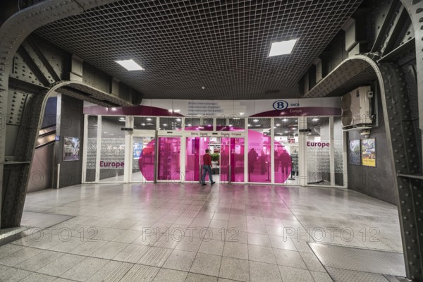 Belgium, 03 21 2018: Entrance of the international ticket office at the Brussels South