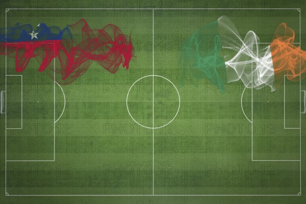 Samoa vs Ireland Soccer Match, national colors, national flags, soccer field, football game,