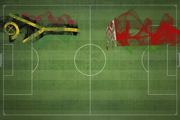 Vanuatu vs Belarus Soccer Match, national colors, national flags, soccer field, football game,
