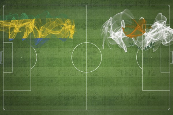 Gabon vs Cyprus Soccer Match, national colors, national flags, soccer field, football game,