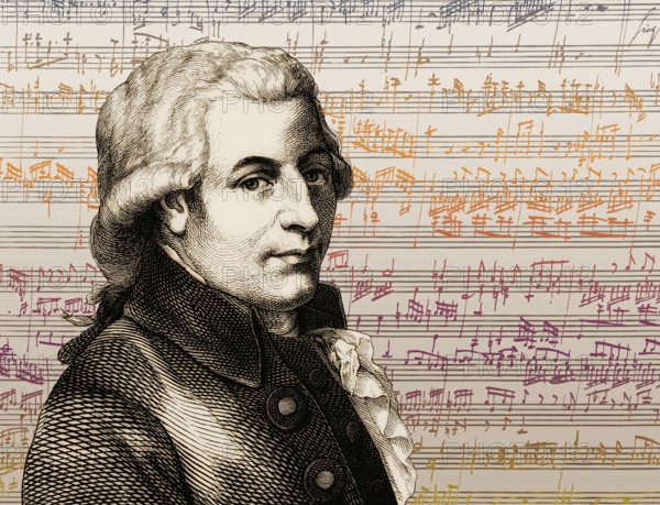 Wolfgang Amadeus Mozart, 1756 – 1791, composer of classical music, First Viennese School, notesheet