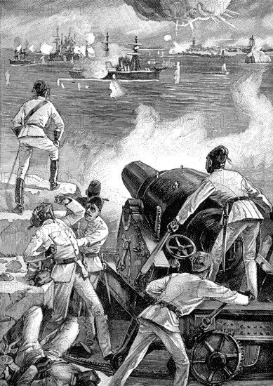 The Bombardment of Alexandria, in 1882, by the British Mediterranean Fleet, am 11. Juli 1882