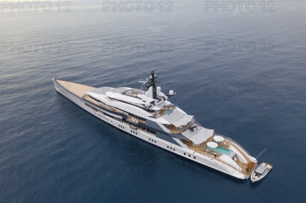 Aerial view of 109 metre motor yacht Bravo Eugenia, delivered in 2018 by the Dutch shipyard Oceanco