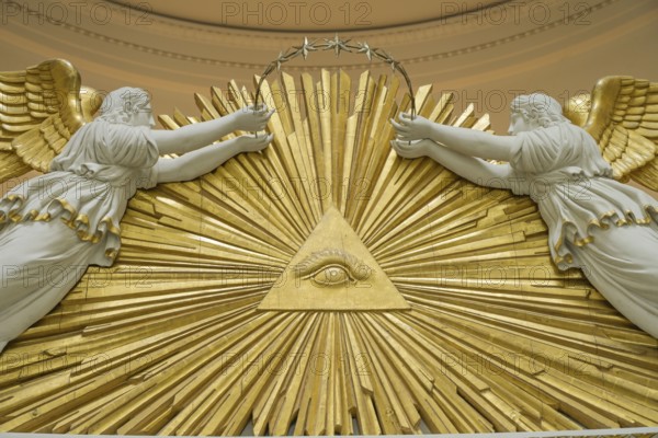 Decorative element, eye, symbolic photo of divinity, grave chapel on Württemberg, Stuttgart,