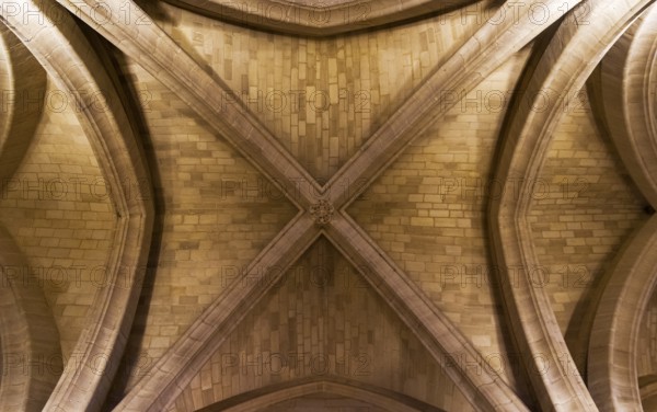 Paris, France, August 31, 2018: The ceiling in the old royal castle of Conciergerie, Hall of Guards