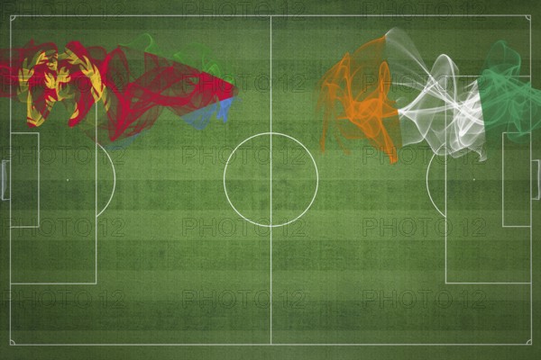 Eritrea vs Ivory Coast Soccer Match, national colors, national flags, soccer field, football game,
