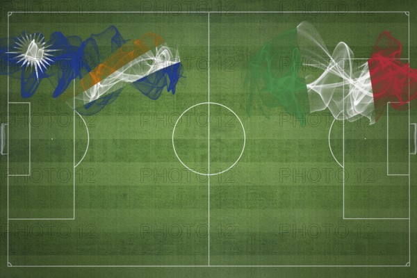 Marshall Islands vs Italy Soccer Match, national colors, national flags, soccer field, football