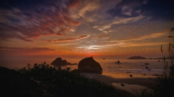 Beautiful Sunset Over Trinidad, California, Color Image