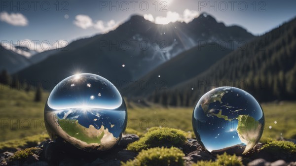 World globe cystal glass. Environmental conservation World environment day. Global business for
