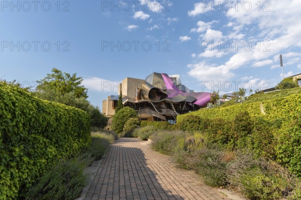 Elciego, Spain, 6 August 2020: Winery of Marques de Riscal in Alava, Basque Country. The futuristic