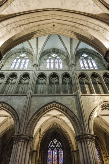 Dol-de-Bretagne, France, July 25, 2018: Interior view of the Cathedral of Saint Samson. The