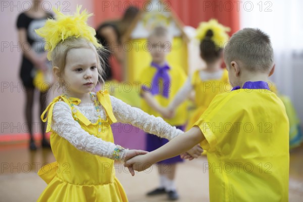 Belarus, the city of Gomel on March 2, 2018. Kindergarten for children. Children's holiday.Little