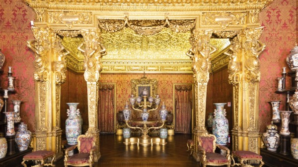 Turin, Italy, April, 2023: Royal Palace Chinese Cheramics Room. Luxury elegant ancient interior,