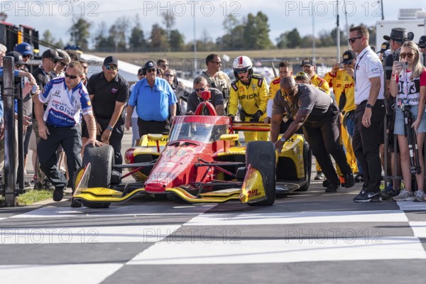 ALEX PALOU (10) (ESP) of Barcelona, Spain pulls into Victory Lane after winning the Astor Cup and