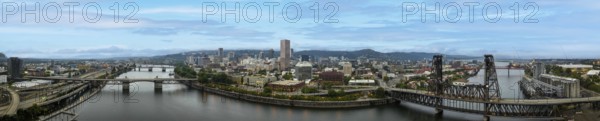 Aerial view of the city of Portland in the Pacific Northwest and the largest city in the U.S. state