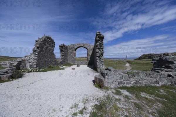 Ruins of the ruined St Dwynwen Church, Llanddwynn Island, Newborough, Anglesey, Wales, Great