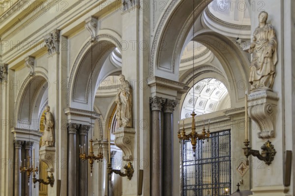 Statues of Saints in the aisle of the Cathedral (Duomo) of Palermo dedicated to the Assumption of