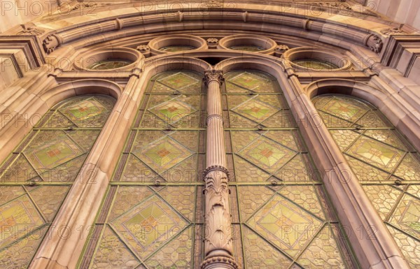 Strasbourg train station window, with huge stone columns and arch, very famous french architectural
