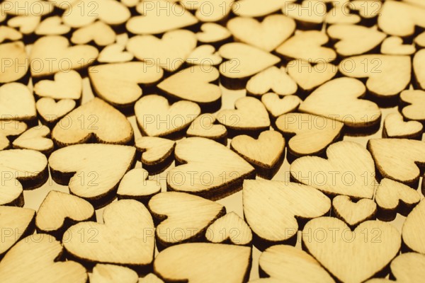 Retro style wooden hearts as love concept